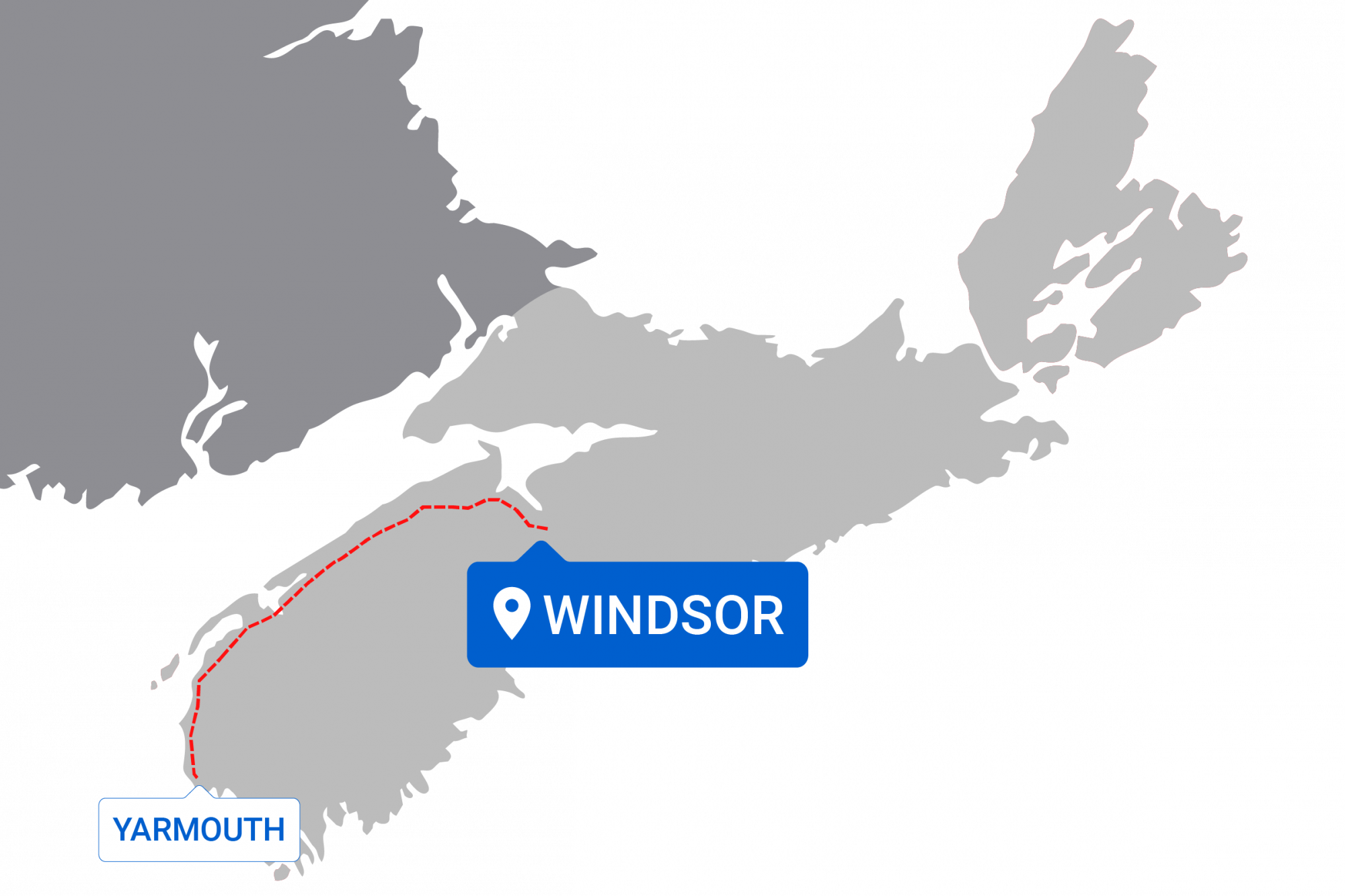 Map of destinations from Windsor